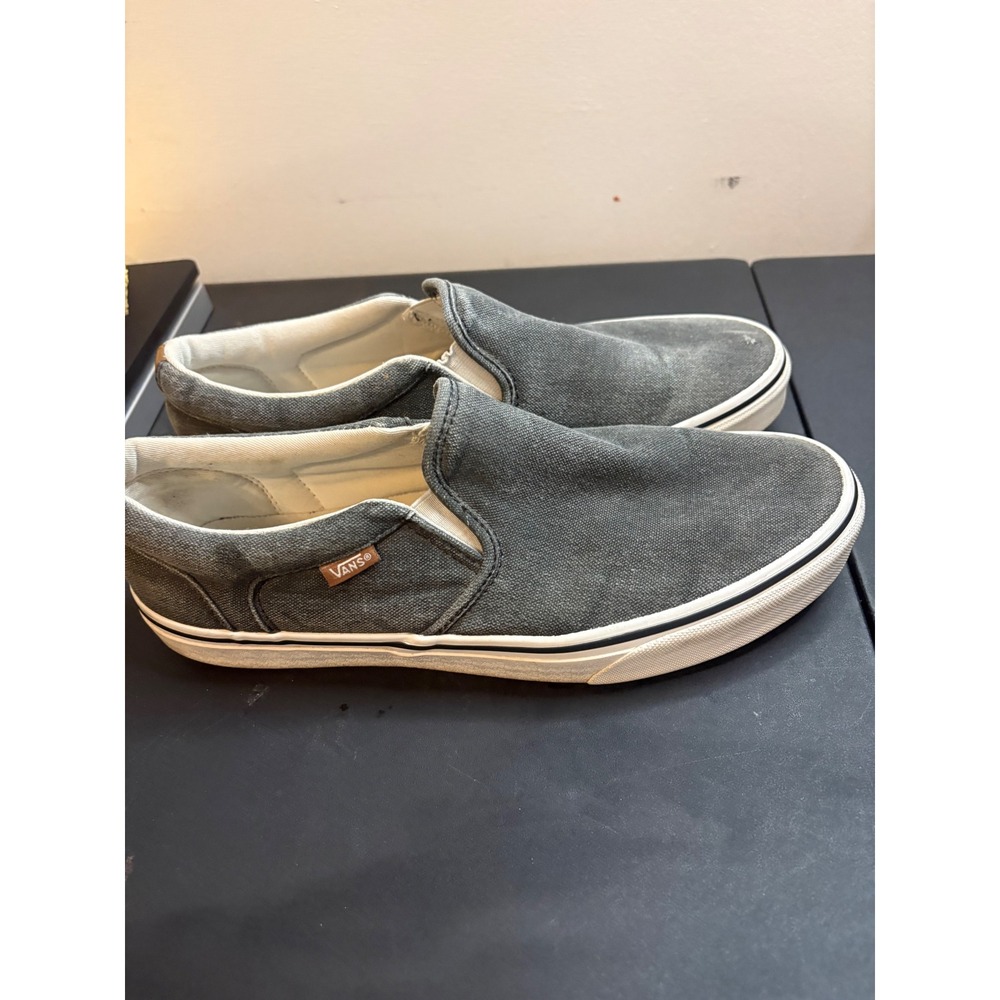 Vans Classic Slip-On Washed Grey Canvas Mens 10.5 Low Top Skate Shoes 500714